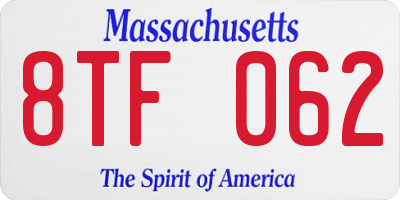 MA license plate 8TF062