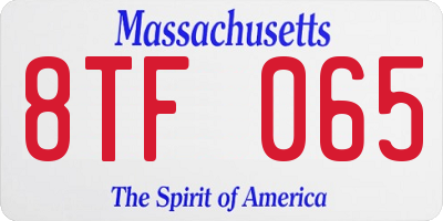 MA license plate 8TF065