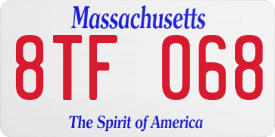 MA license plate 8TF068