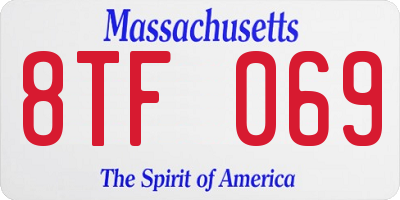 MA license plate 8TF069