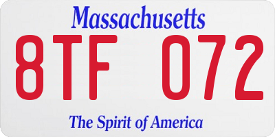 MA license plate 8TF072