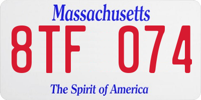MA license plate 8TF074