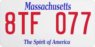 MA license plate 8TF077