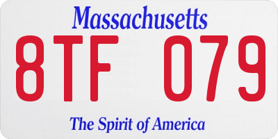 MA license plate 8TF079