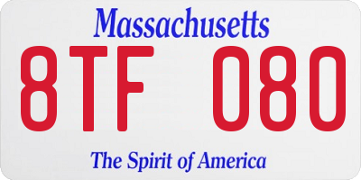 MA license plate 8TF080