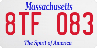 MA license plate 8TF083