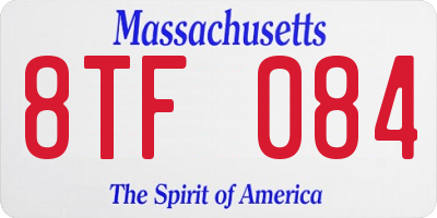 MA license plate 8TF084