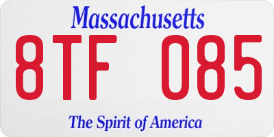 MA license plate 8TF085