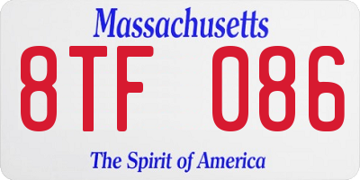 MA license plate 8TF086