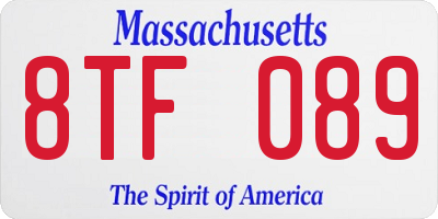 MA license plate 8TF089