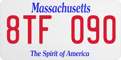 MA license plate 8TF090