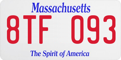 MA license plate 8TF093