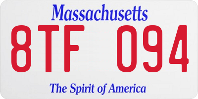 MA license plate 8TF094