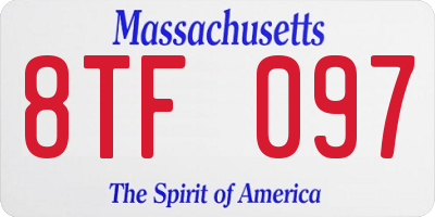 MA license plate 8TF097