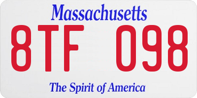 MA license plate 8TF098