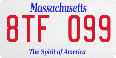 MA license plate 8TF099