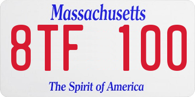 MA license plate 8TF100