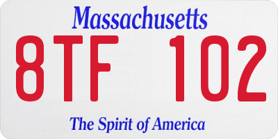 MA license plate 8TF102