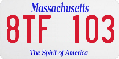 MA license plate 8TF103