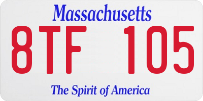 MA license plate 8TF105