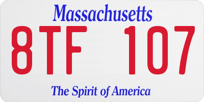MA license plate 8TF107