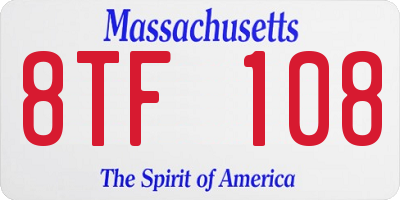 MA license plate 8TF108