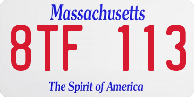 MA license plate 8TF113
