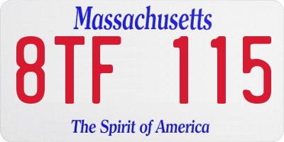 MA license plate 8TF115