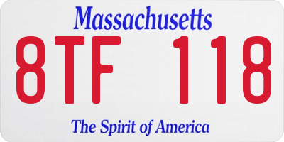 MA license plate 8TF118