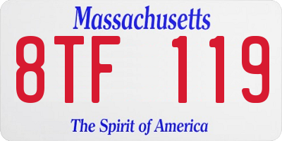 MA license plate 8TF119