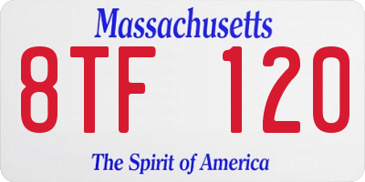 MA license plate 8TF120