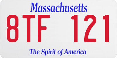 MA license plate 8TF121
