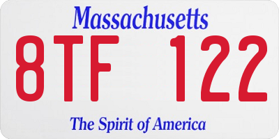 MA license plate 8TF122
