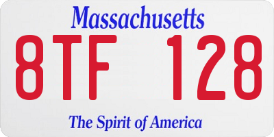 MA license plate 8TF128