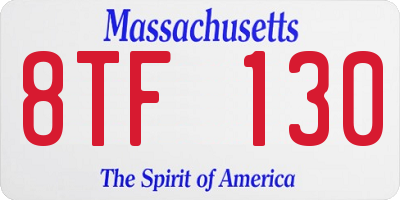 MA license plate 8TF130