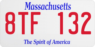 MA license plate 8TF132
