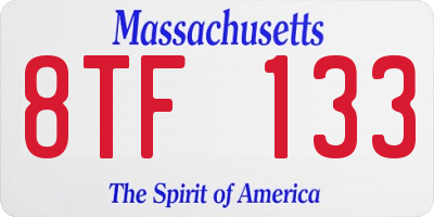 MA license plate 8TF133