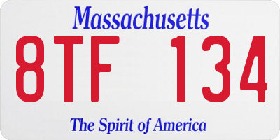 MA license plate 8TF134