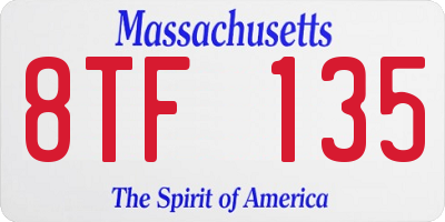 MA license plate 8TF135