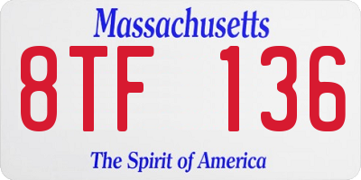 MA license plate 8TF136