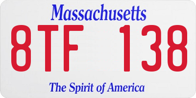 MA license plate 8TF138