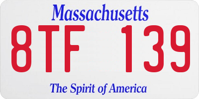 MA license plate 8TF139