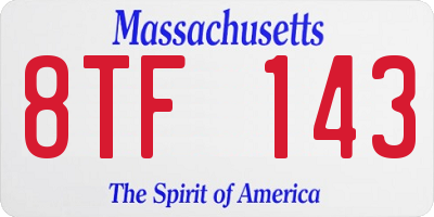 MA license plate 8TF143