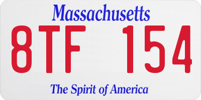 MA license plate 8TF154