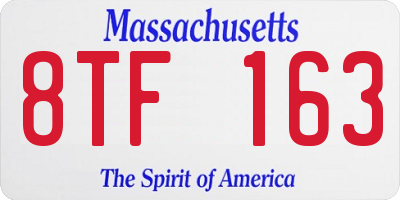 MA license plate 8TF163