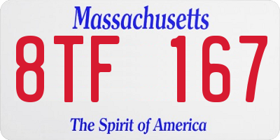 MA license plate 8TF167