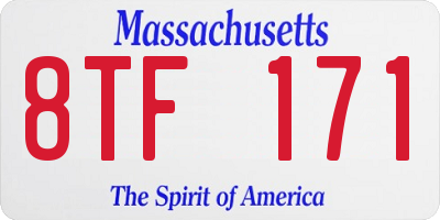 MA license plate 8TF171