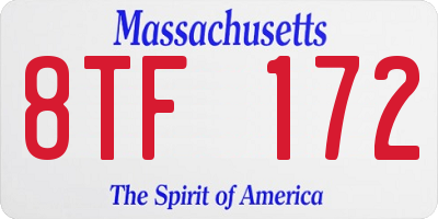 MA license plate 8TF172