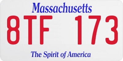 MA license plate 8TF173