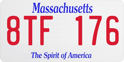 MA license plate 8TF176